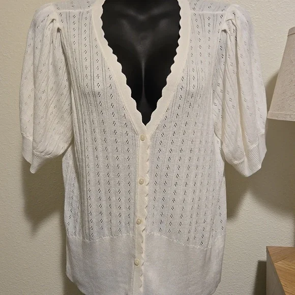 Maurices Scalloped Pointelle Cardigan - Picture 3 of 7